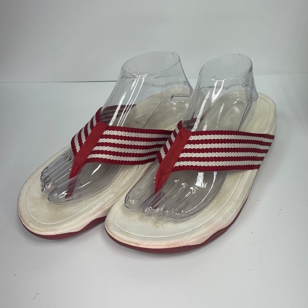 FitFlop Red/White Comfort Flip-Flops | Size 41 EUR/10 USA | Good Condition
